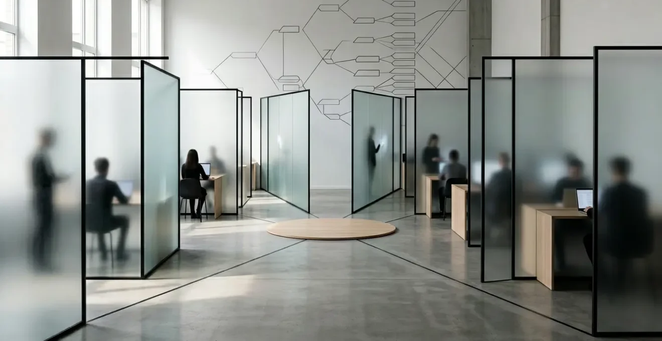 Chemins multiples convergeant et divergeant dans une interface numérique métaphorique représentant l'illusion de choix dans l'apprentissage interactif