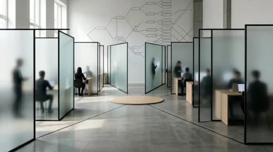 Chemins multiples convergeant et divergeant dans une interface numérique métaphorique représentant l'illusion de choix dans l'apprentissage interactif