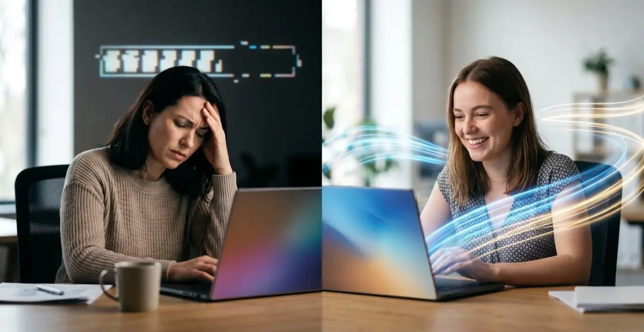 Représentation visuelle de l'impact psychologique des métriques Core Web Vitals sur l'expérience utilisateur