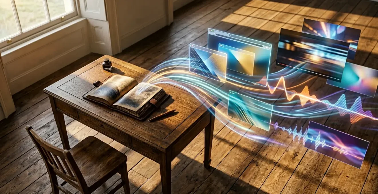 Univers narratif déployé du livre vers le web en transmedia storytelling